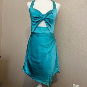Elegant Teal Halter Dress, size US 10. Here comes the Sun (brand).